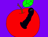 Dibuix Poma amb cuc pintat per aleix