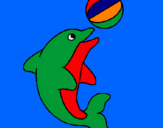 Dibuix Dofí jugant amb una pilota pintat per oriol