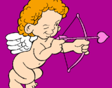 Dibuix Cupido apuntant amb la fletxa pintat per Lidia