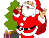 Dibuix Santa Claus i un arbre de nadal  pintat per pare noel