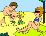 Dibuix Vacances familiars pintat per la familia a la platja