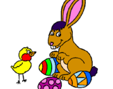 Dibuix Pollet, conillet i ous pintat per andrea