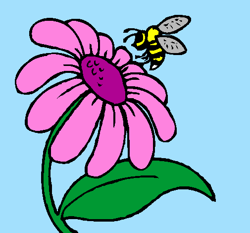 Dibuix Margarida amb abella pintat per LUCIA OLIVA MORALES