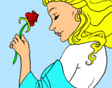 Dibuix Princesa amb una rosa pintat per algú