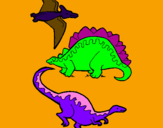 Dibuix Tres classes de dinosauris  pintat per MARC GR