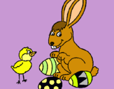 Dibuix Pollet, conillet i ous pintat per SHARON