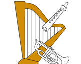 Dibuix Arpa, flauta i trompeta pintat per marc hernandez