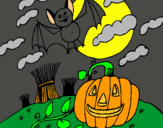 Dibuix Paisatge de Halloween pintat per montserrat