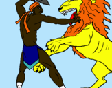 Dibuix Gladiador contra lleó pintat per JAN