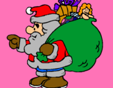 Dibuix Pare Noel amb el sac de regals  pintat per jordi