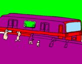Dibuix Passatgers esperant al tren  pintat per uriel
