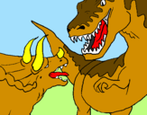 Dibuix Lluita de dinosauris pintat per dilu