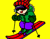 Dibuix Nen esquiant  pintat per ot pi
