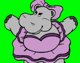Dibuix Hipopótama amb llaç pintat per maria