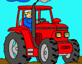Dibuix Tractor en funcionament  pintat per joan