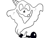 Dibuix Fantasma amb barret de festa pintat per fanatsma