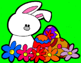 Dibuix Conillet de Pasqua pintat per sol
