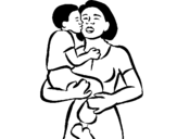 Dibuix Petó maternal  pintat per per la mama