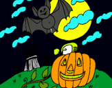 Dibuix Paisatge de Halloween pintat per nuria