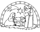 Dibuix Pessebre de nadal  pintat per lara