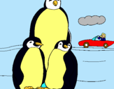 Dibuix Família pingüí  pintat per mcc