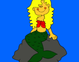 Dibuix Sirena asseguda en una roca  pintat per alex