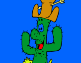 Dibuix Cactus amb barret  pintat per asterix