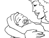 Dibuix Mare amb la seva nadó II pintat per adriana