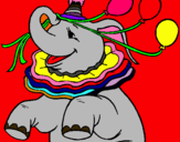 Dibuix Elefant amb 3 globus pintat per JANA