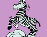 Dibuix Zebra saltant pedres pintat per michi lovato