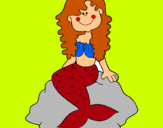Dibuix Sirena asseguda en una roca  pintat per xusqui