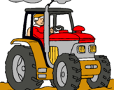 Dibuix Tractor en funcionament  pintat per FERRAN