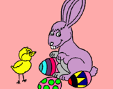 Dibuix Pollet, conillet i ous pintat per joel