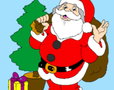 Dibuix Santa Claus i un arbre de nadal  pintat per Diana