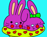 Dibuix Conills enamorats pintat per nuria