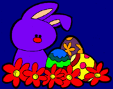 Dibuix Conillet de Pasqua pintat per dino