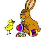 Dibuix Pollet, conillet i ous pintat per lili