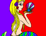 Dibuix Sirena i perla pintat per samuel