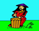 Dibuix Dona tocant el tambor pintat per CARLA   XIA