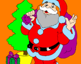 Dibuix Santa Claus i un arbre de nadal  pintat per paula i julia