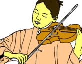 Dibuix Violinista  pintat per vi