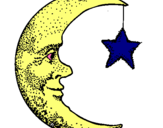 Dibuix Lluna i estrella pintat per david