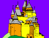 Dibuix Castell medieval pintat per mont