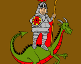 Dibuix Sant Jordi i el drac pintat per ROMÀ