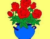 Dibuix Gerro de flors  pintat per roser