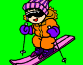 Dibuix Nen esquiant  pintat per alba vidal