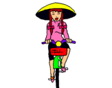 Dibuix Xina amb bicicleta pintat per laura2