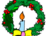 Dibuix Corona de nadal i una espelma pintat per papa