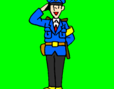 Dibuix Policia saludant pintat per Bernat