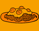 Dibuix Espaguetis amb carn pintat per ALEX CABELLO